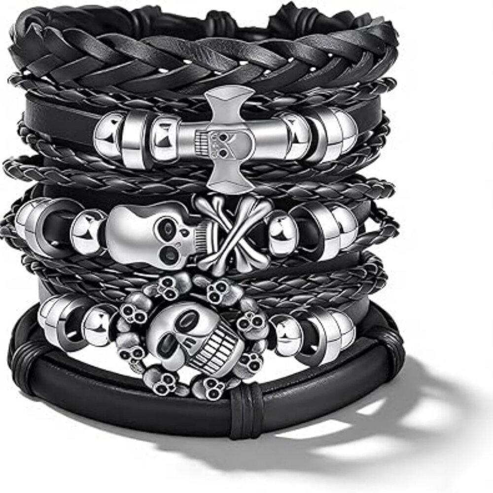 Y2K Goth Bracelet Grunge Jewelry Punk Black Studded Bracelets Skulls‎